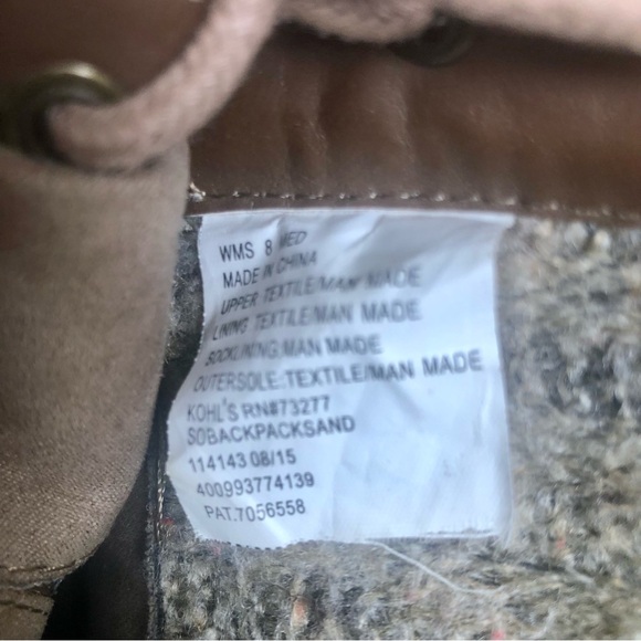 So Wedge Booties Tan Lace Up Zip Up Tweed Sz. 8 - Picture 10 of 11